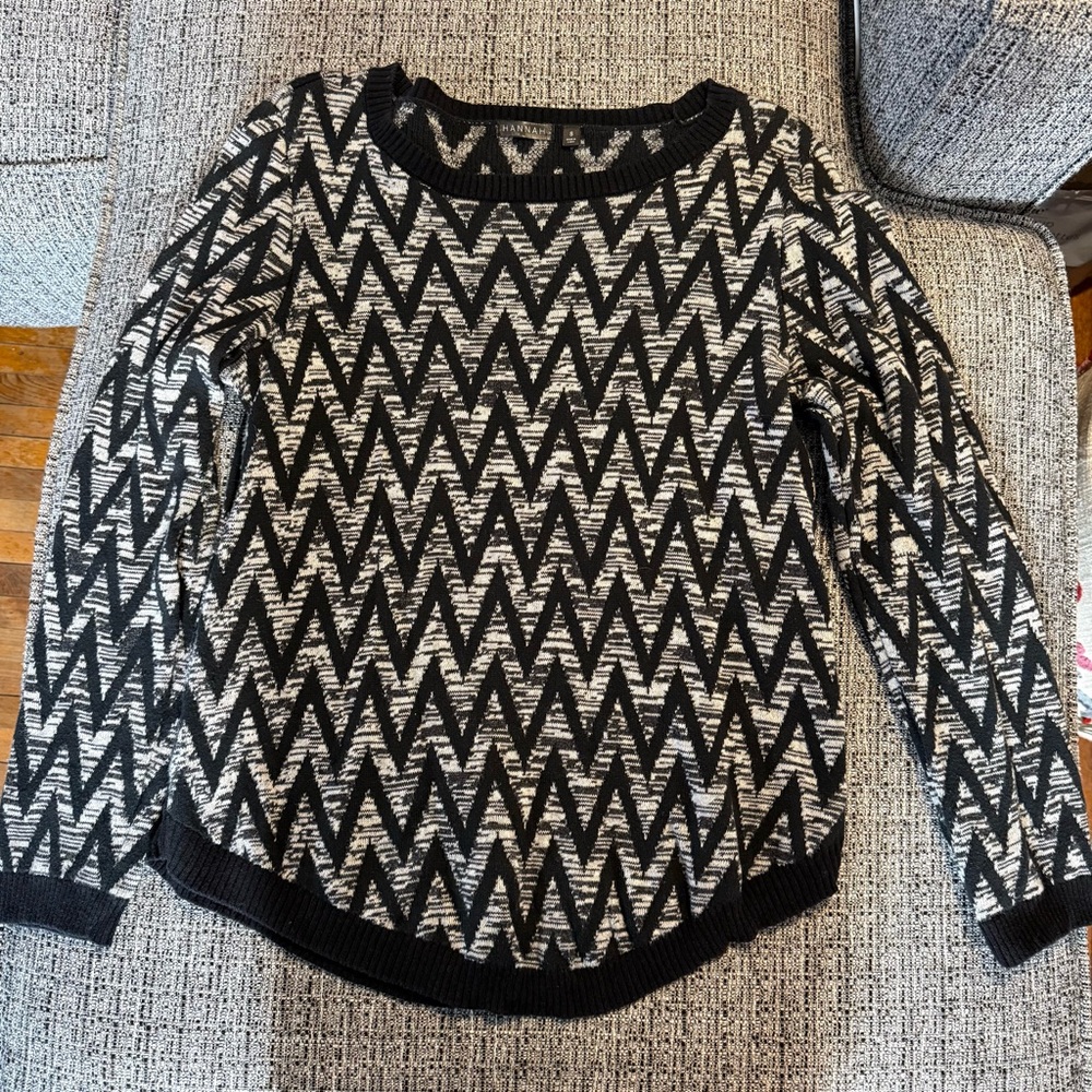 Hannah Black and White Chevron Sweater